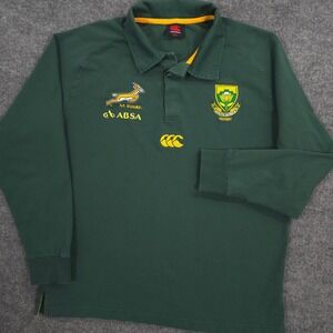 Canterbury South Africa Springboks Rugby Shirt Mens Large Green ABSA Long Sleeve